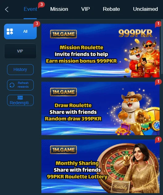 1M Game Daily Promotions