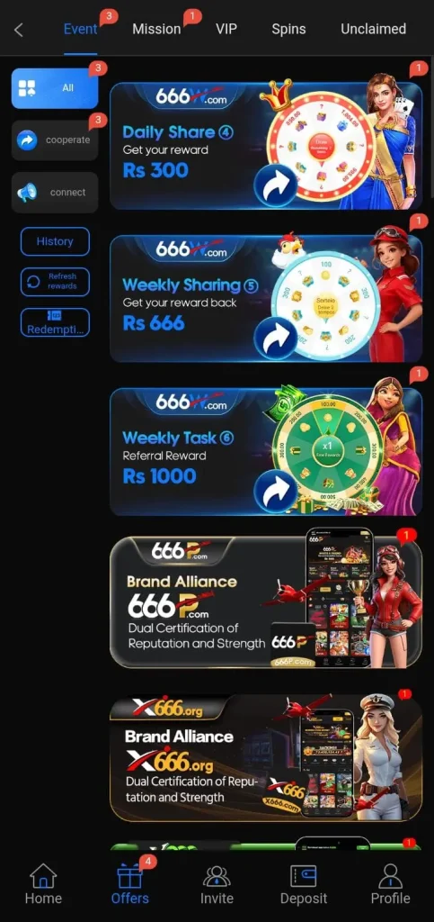 Daily bonuses in 666W game