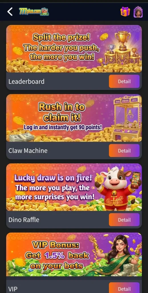 Daily bonuses in 777Plus Game