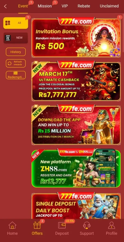 Daily bonuses in 777EF Game