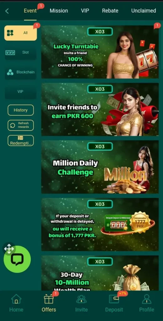 Daily bonuses in X03 bet Game