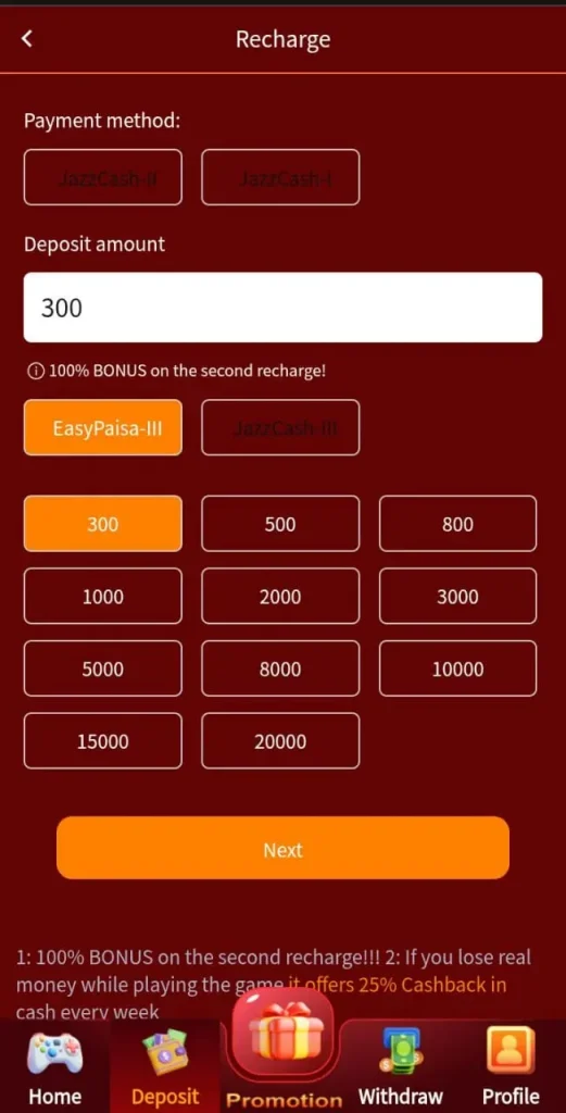 Deposit method in PK080 game