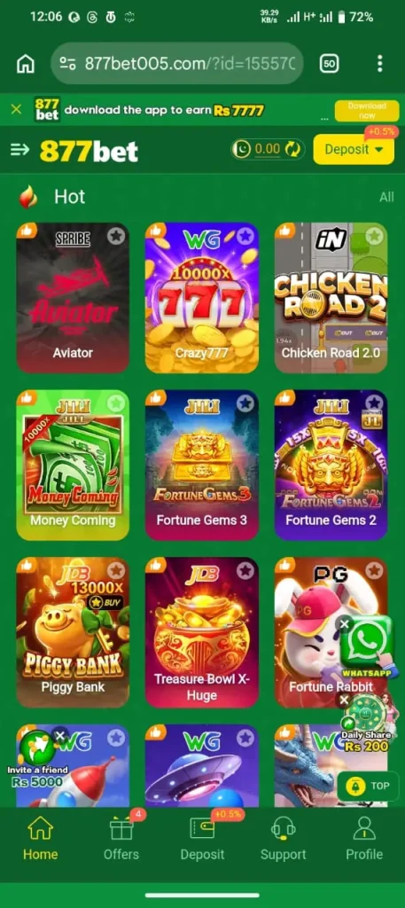 877Bet Game interface screen shot image