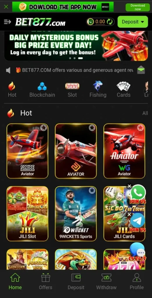 BET877 game interface screen shot image