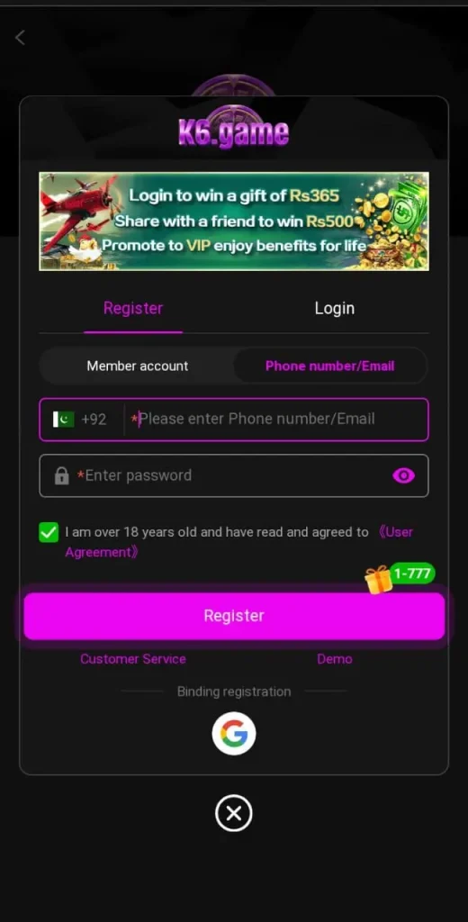 Login And Register method