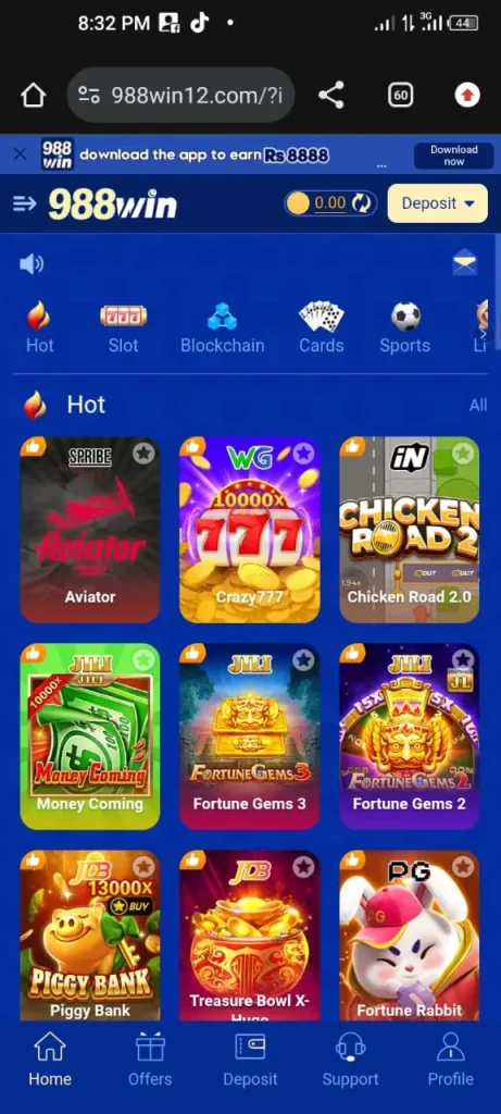 988win game interface screen shot image