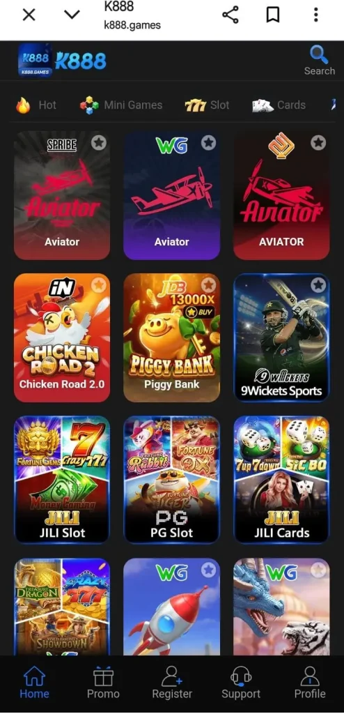 k888 game looby image